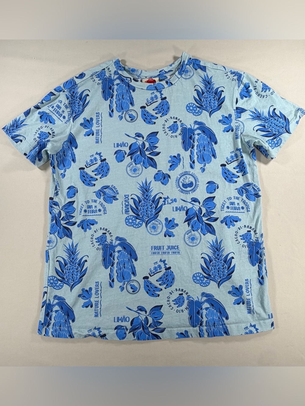 Farm Rio Blue Tropical Print Men’s T-Shirt S 803